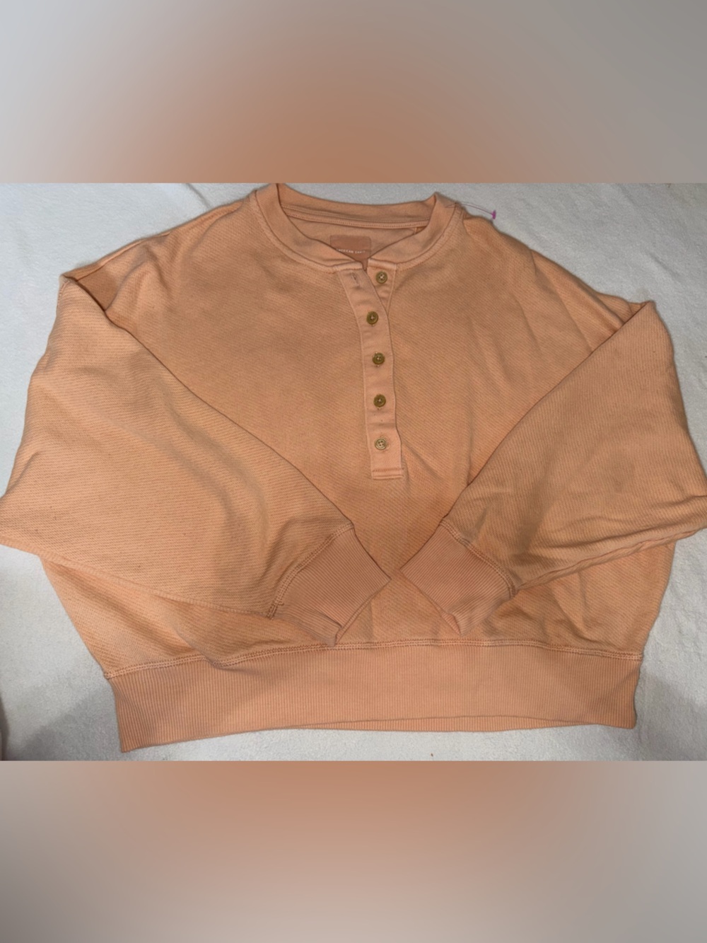 American Eagle Peach Button-Up Crewneck